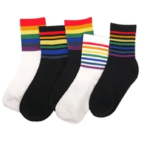 long thermo socks womens funny happy harajuku cotton socks with prints rainbow stripe hip hop christmas gift female winter