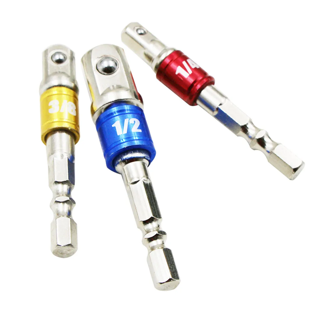 

Hex Shank With Fixed Collar Ring Socket Drive Adapter 3pcs Hex Drill Power Bit Extension Set 1/4" 3/8" 1/2" Socket Bit Adapter
