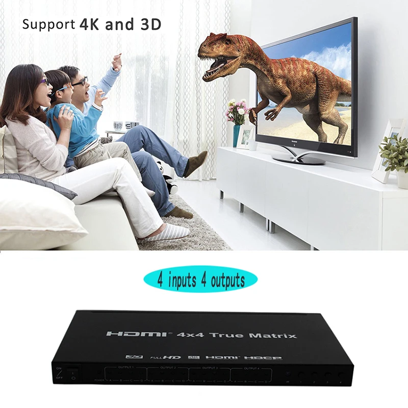 Матричный Коммутатор HDMI 4x4 4K матричный коммутатор разветвитель 4 в выхода с