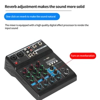 audio mixer with sound card 4 channel stereo mixing console bluetooth usb for pc computer record playback webcast party