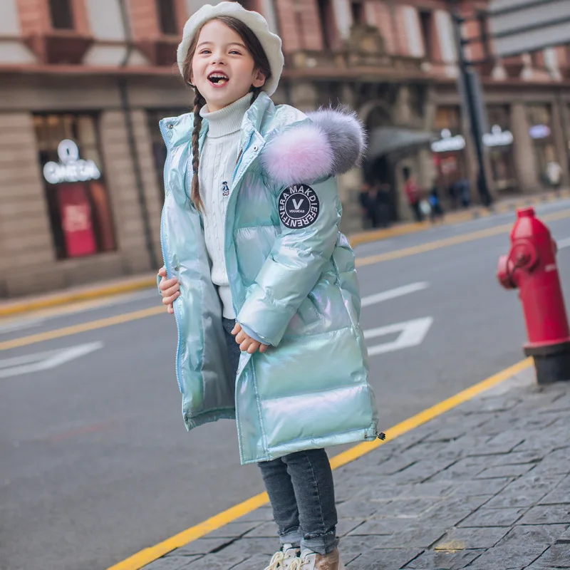 -30 для русской зимы одежда девочек и куртки малышей Водонепроницаемый пальто из
