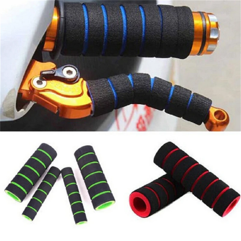 4pcs/Set Universal Grip Comfort Sponge Foam Handle Bar Motorcycle Scooter Bicycle, 2pcs Handlebar Grip Cover + 2pcs Levers Cover