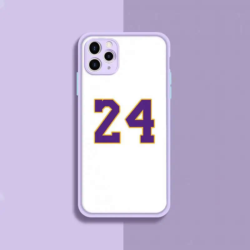

Basketball Player Number 8 24 Phone Case Purple Transparent Matte For IPhone 7 8 11 12 S Mini Pro X XS XR MAX Plus Cover Shell