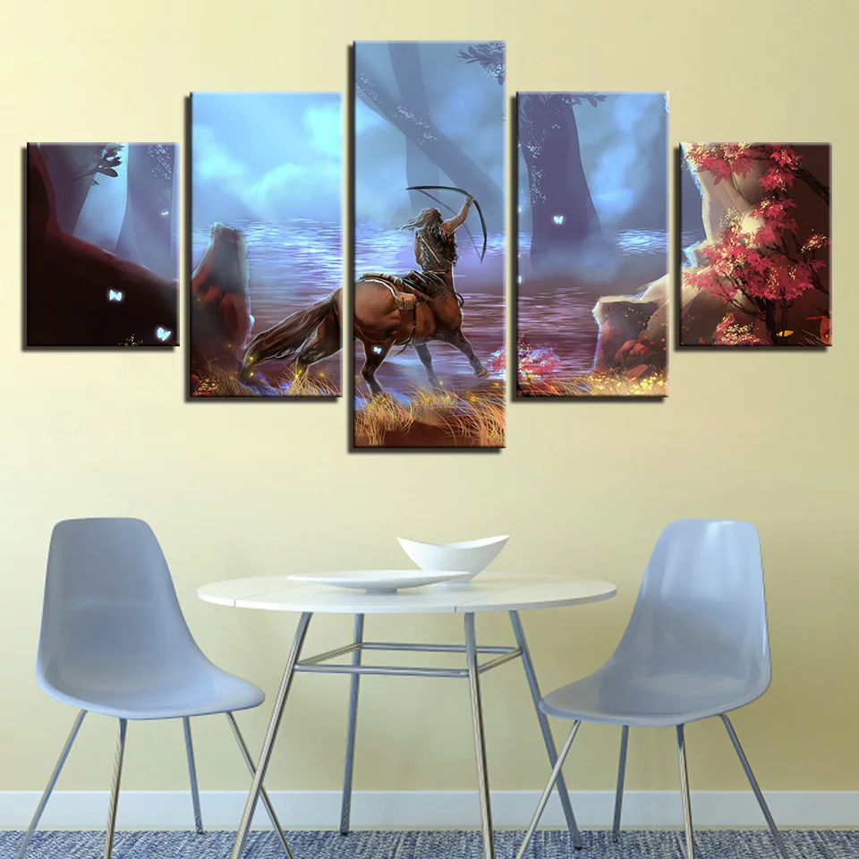 Холст Картины Wall Art 5 шт. Фэнтези кентавра воин стрелок плакат HD печатает картины