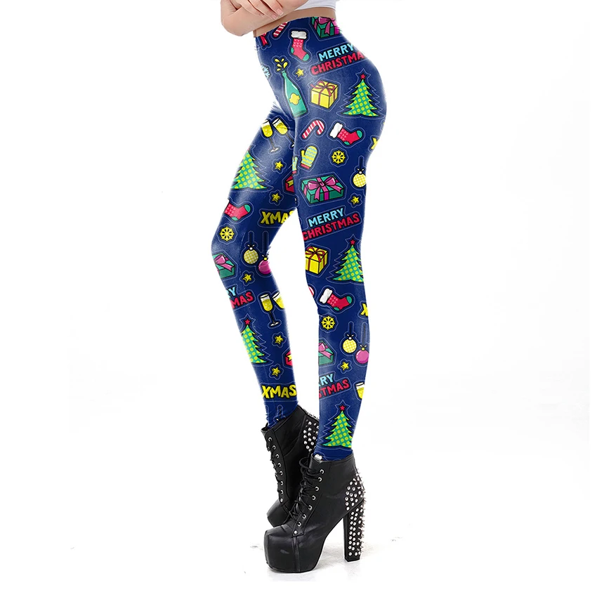 

Christmas Tights Yoga Pants Leggings Halloween Costumes for Women Zentai Bodysuit Sexy 3D Print Elastic Carnival Trousers Dress