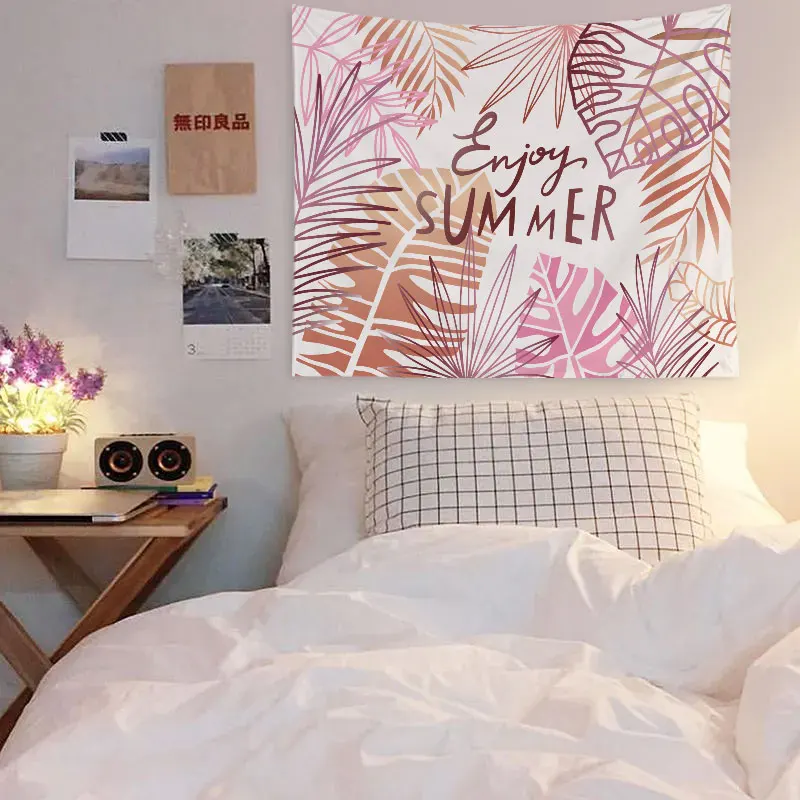 

Tropical Plant Palm Leaf Pattern Printed Tapestry Wall Hanging Decor Dorm Wall Summer Fabric Big Tapestries Sofa Decorative