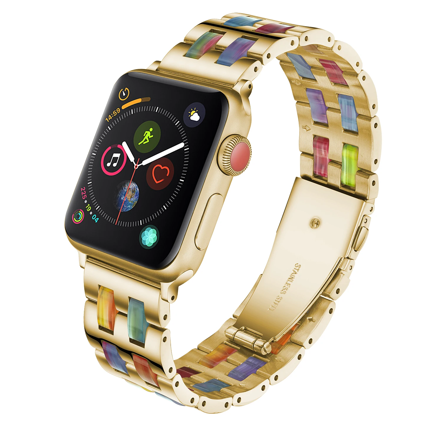 

Ремешок из полимерной нержавеющей стали для Apple Watch 44 41 40 мм, благородный браслет для Iwatch 38 45 42 мм Series 7 6 5 4 3 2 1 SE, браслет