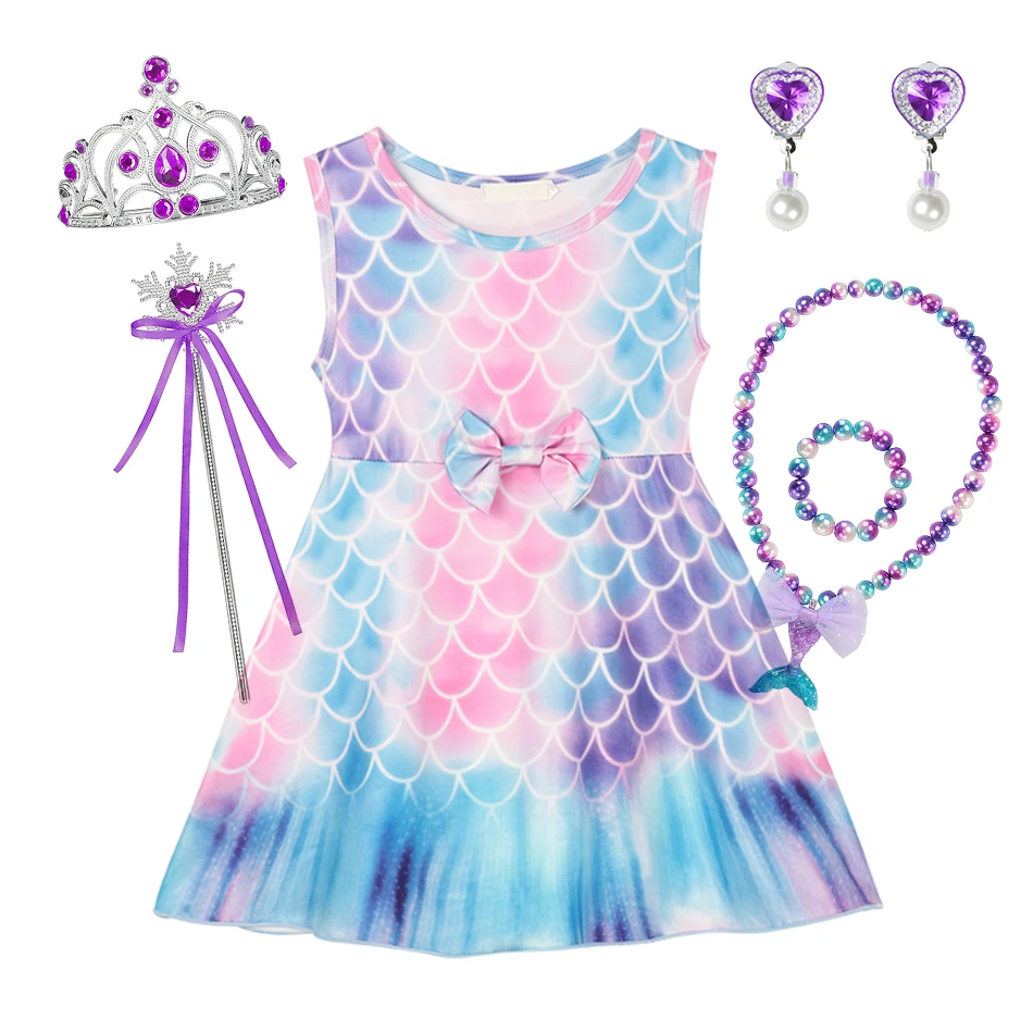 

Toddler Princess Rainbow Tutu Dress The Little Mermaid Summer Ariel Dress for Girls Kids Halloween Ariel Costume Girl Clothing