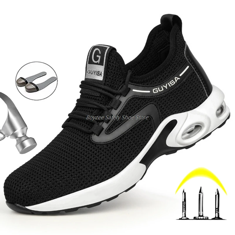 

Anti-smashing Work Shoes Men Safety Shoes Protective Safety Boots with Steel Toe Puncture Proof Work Boots Men's Security Shoes