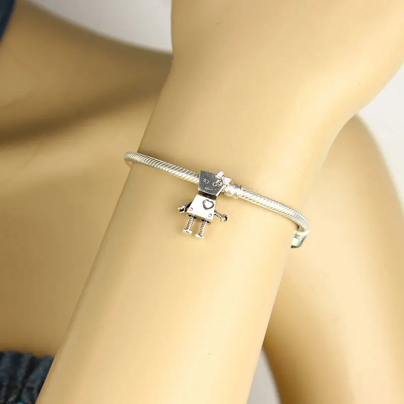 Новинка 2019 925 пробы Серебряный эмалированный робот Bella Bot из бисера подходит для