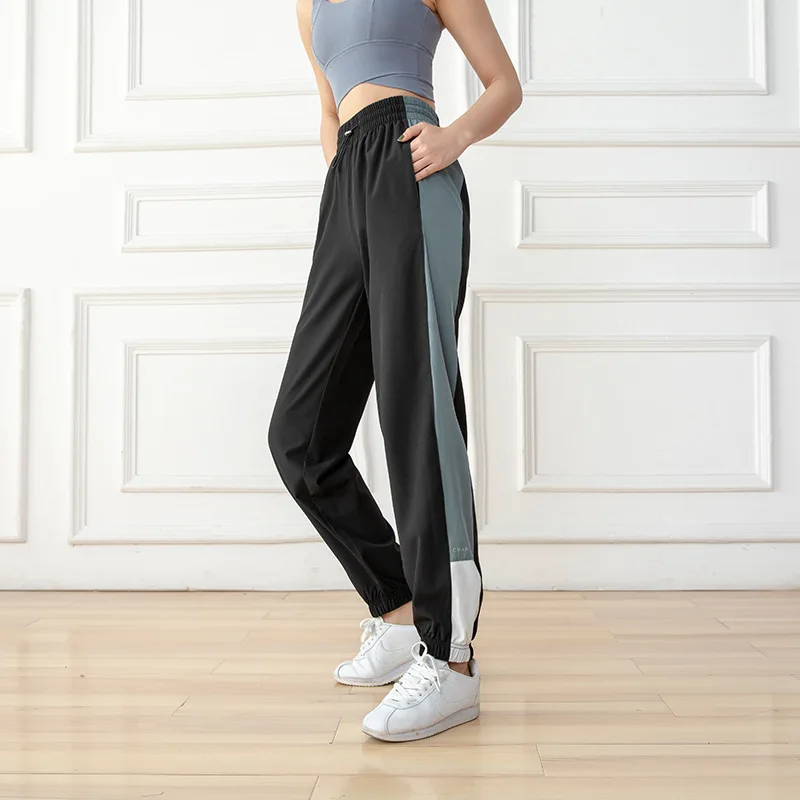 Patchwork Loose Sports Pants Women 2021 Summer Thin Harem Long Pants Casual Drawstring Splicing Running Leisure Yoga Pants