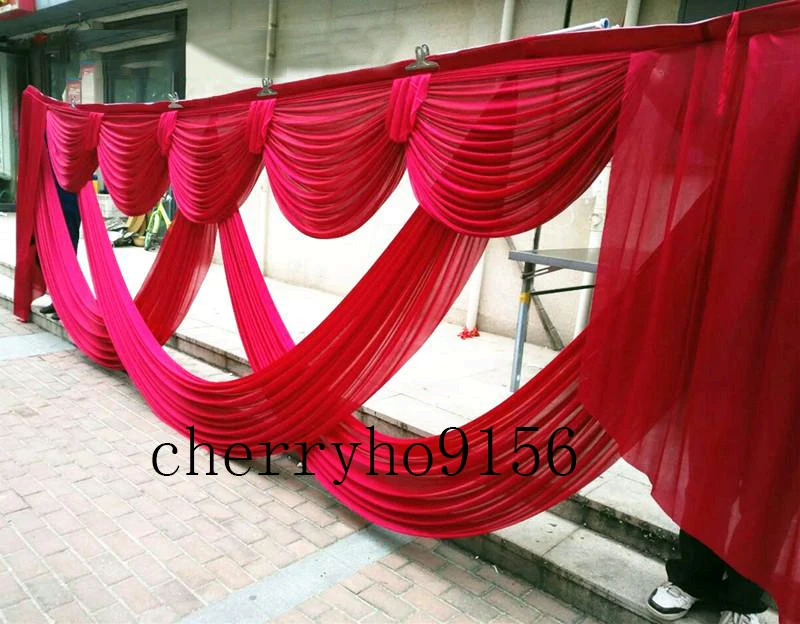 

6M width Red wedding backdrop swag for event stage party decoration