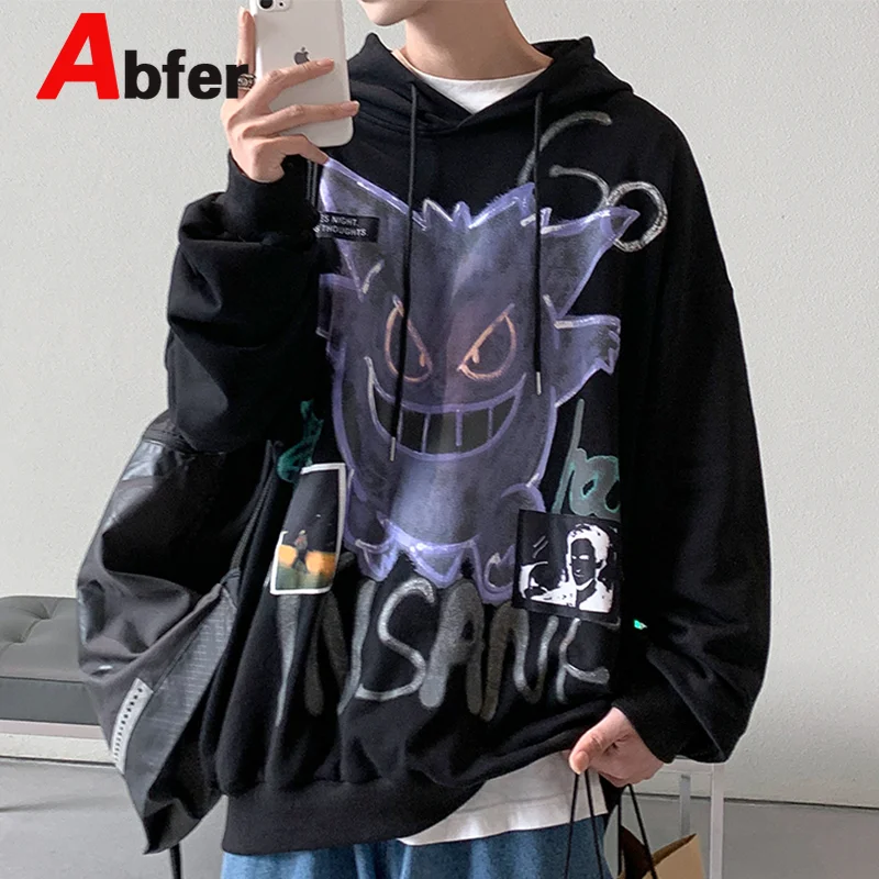 

Abfer Autumn Winter Japanese Anime Devil Graphic Hoodie Hip Hop Streetwear Sweatshirts Men Women Cartoon Printe Pullover Hoodies
