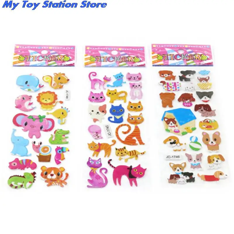 Cute 3D Cartoon Animal PVC Bubble Puffy Stickers Kids Girl Boy Dinosaurs Classic Toys School Teacher Reward 5 Sheets | Игрушки и хобби