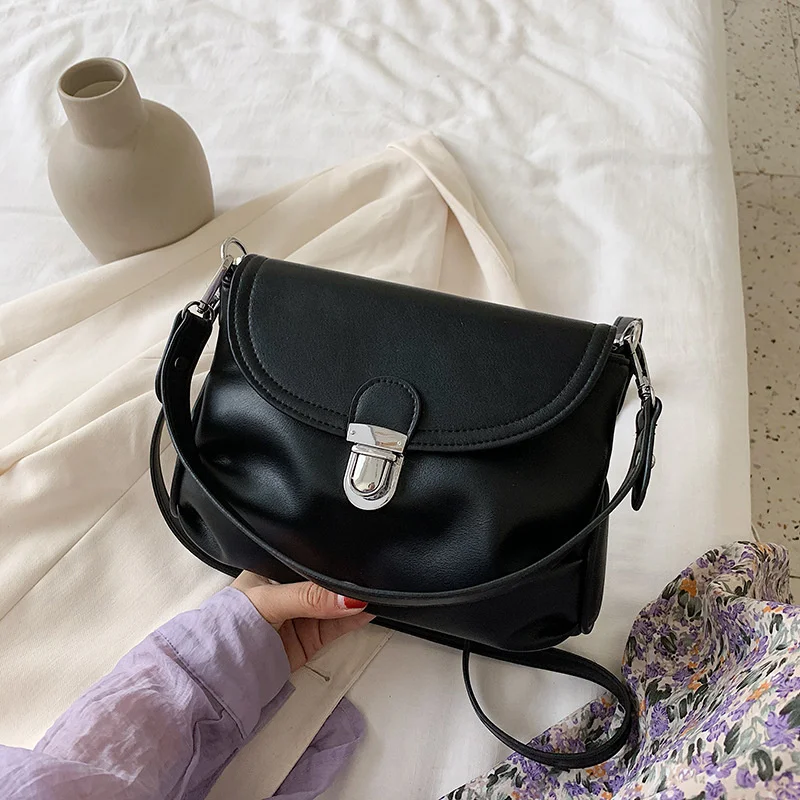 

PU Leather Fashion Ladies Hand Bags 2020 New Style Crossbody For Women Silver Lock Shoulder Bolsas Feminina