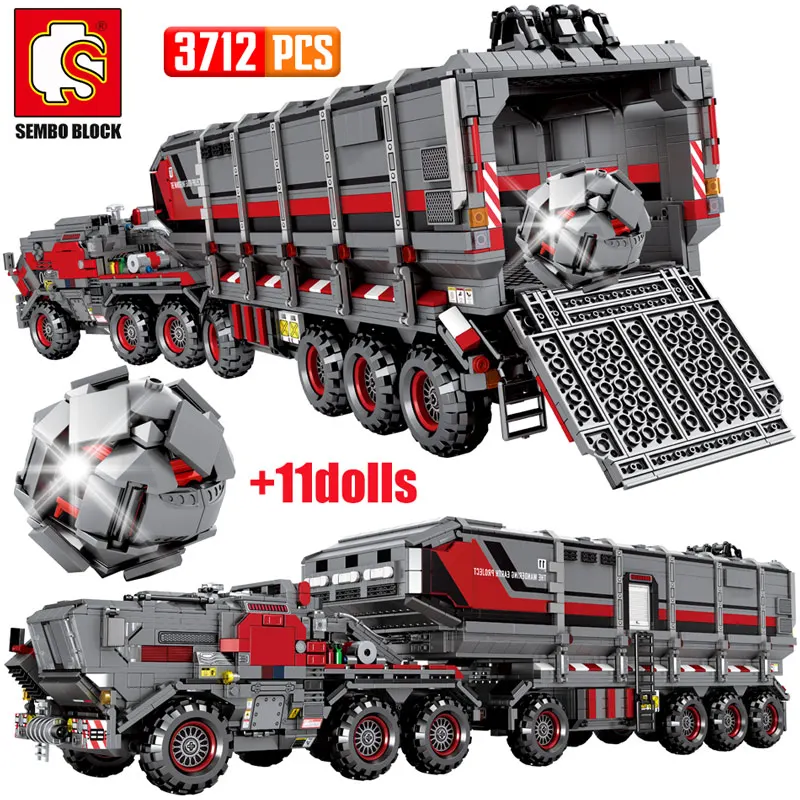 

Toy SEMBO City Wandering Earth Carrier Car Building Blocks Technical Military Tank Cargo Van Transport Truck Bricks Boys Toys