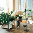 Набор из 3 искусственных свечей толщиной 34 дюйма и светодиодных свечей (металлическая подставка для свечей), декоративные свечи для свадьбы, столовечерние