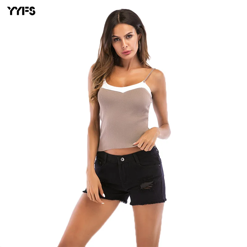 

Short And Thin Bare Midriff Slim Fit Inner Match Sexy Base Knitting Camisole Women's Summer Wear Top Casual Vest Chaleco