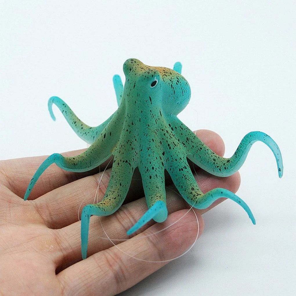 Fluorescent Artificial Octopus Aquarium Ornament with Suction Cup Fish Tank Decoration | Дом и сад