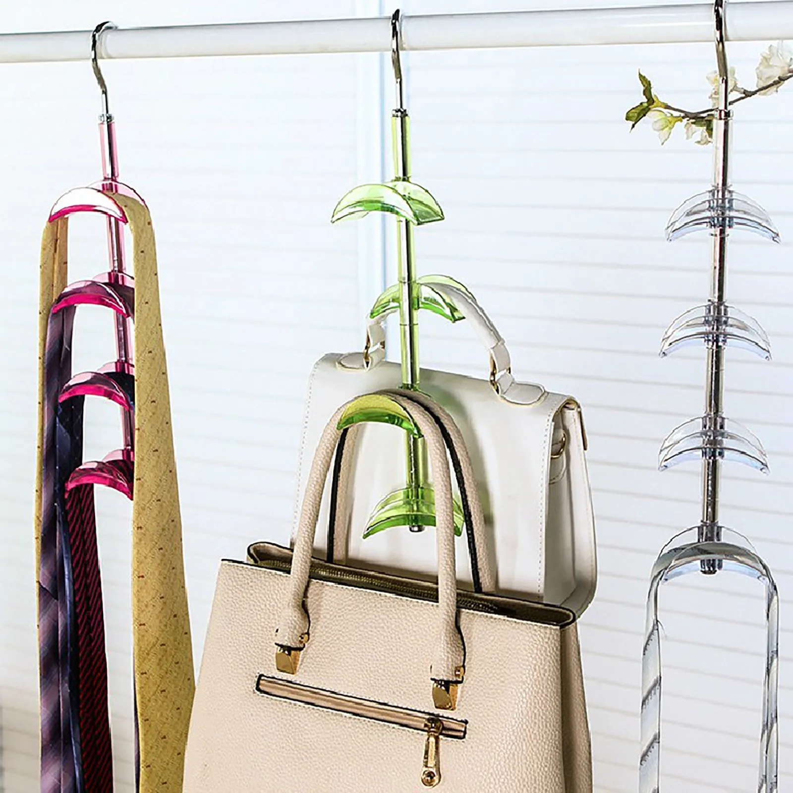 

360-degree Rotatable 4-layer Bag Holder Leather Bag Hook Hanger