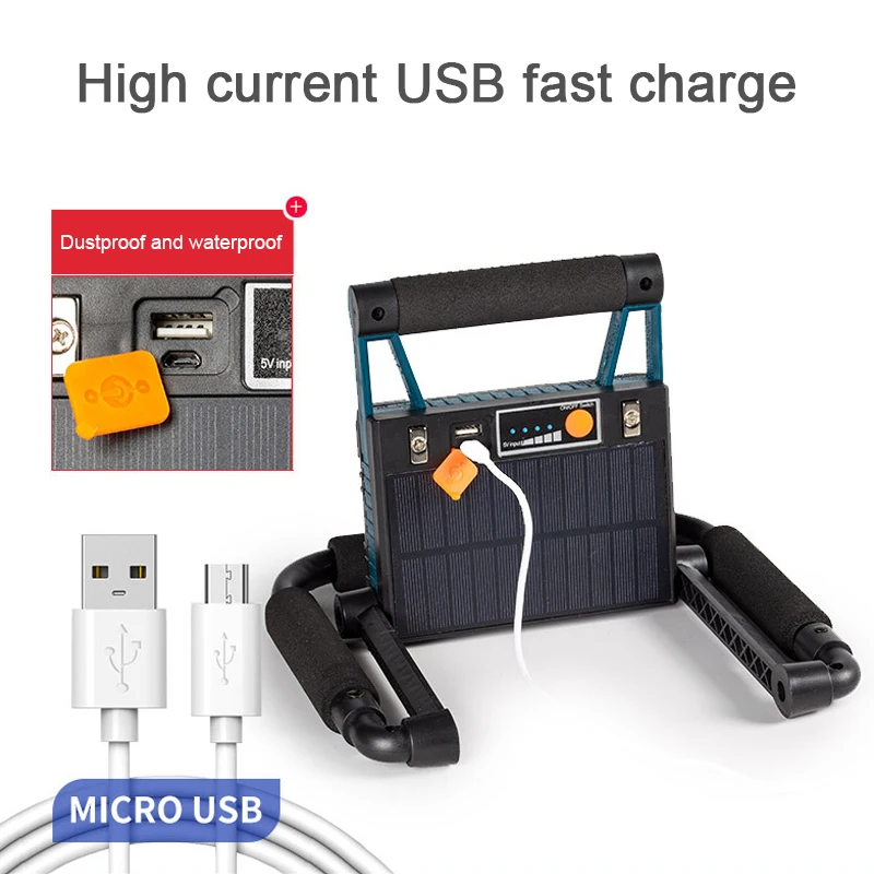 구매 30W LED 휴대용 스포트 라이트 태양 작업 램프 서치 USB 충전식 손전등 캠핑 라이트 방수 태양 램프