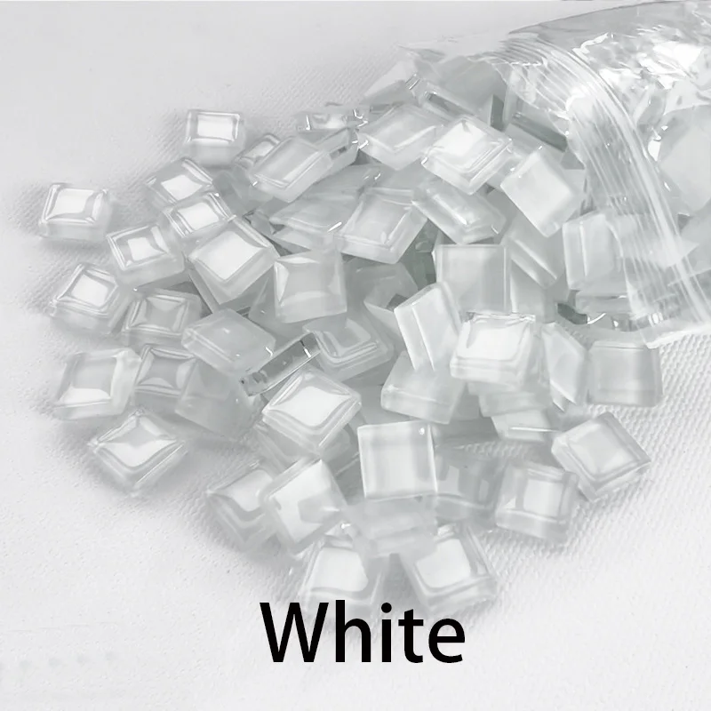 

White,50pcs/bag, 1cm Ice Jade Mosaic Diy Cut-and-Paste Hand-Made Material Porcelain Jade Single Color Stone Granules