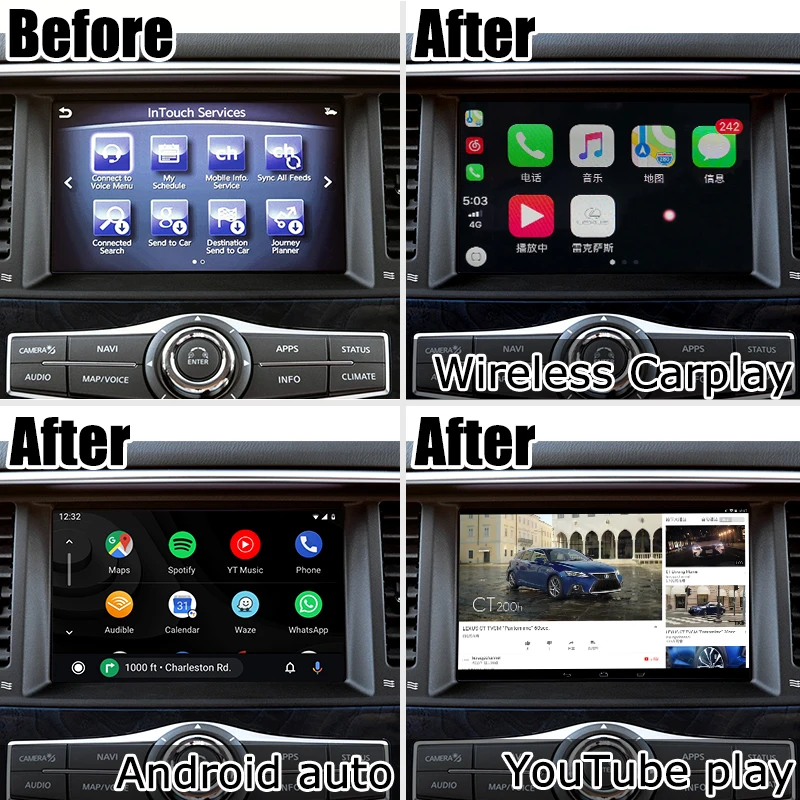 Интерфейс Carplay для Infiniti QX80 интерфейсная коробка видео с youtube Q50 Q60 QX50 Android от Lsailt |