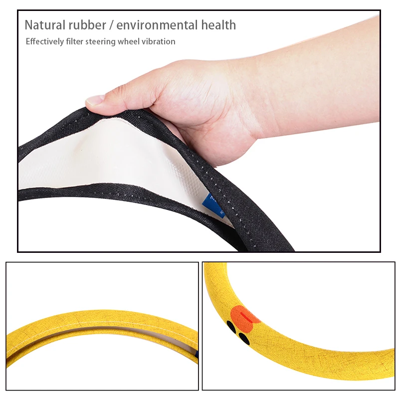 Автомобильный мультяшный льняной чехол на рулевое колесо автомобильные чехлы