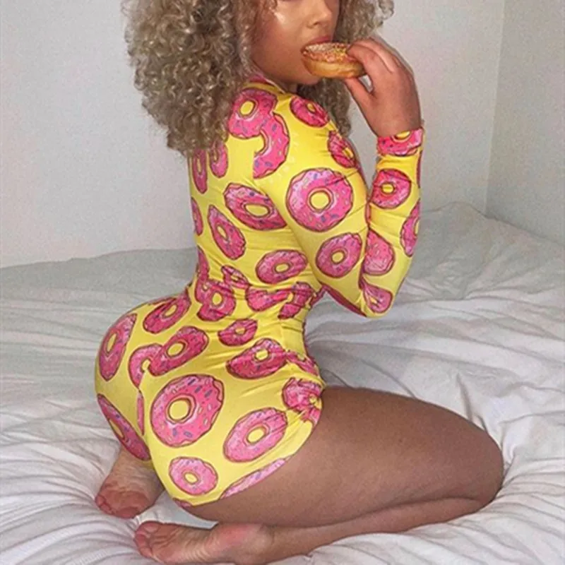 

Sexy Bodysuit Women's Floral Long Sleeve Bodycon Bandage Jumpsuit Bodysuit Romper Casual Leotard Tops Sleepwear
