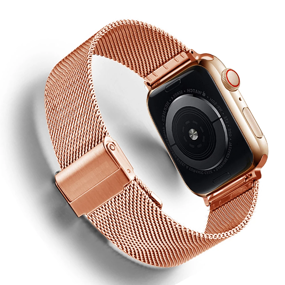 Миланский ремешок для часов Apple Watch 5, 38 мм, 42 мм, нержавеющая сталь, золотистый, для женщин и мужчин, сменный мужской т-браслет, ремешок для iwatch 1, 2, 3, 4