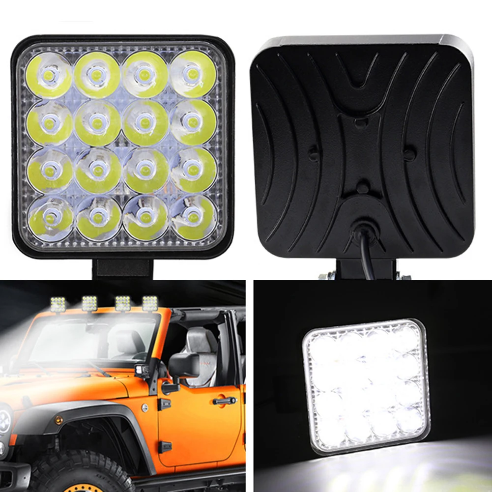 

2Pcs 48W Square Bright LED Spotlight Work Light Car SUV Truck Driving Fog Lamp For Car Repairing Camping Hiking Backpacking Fish
