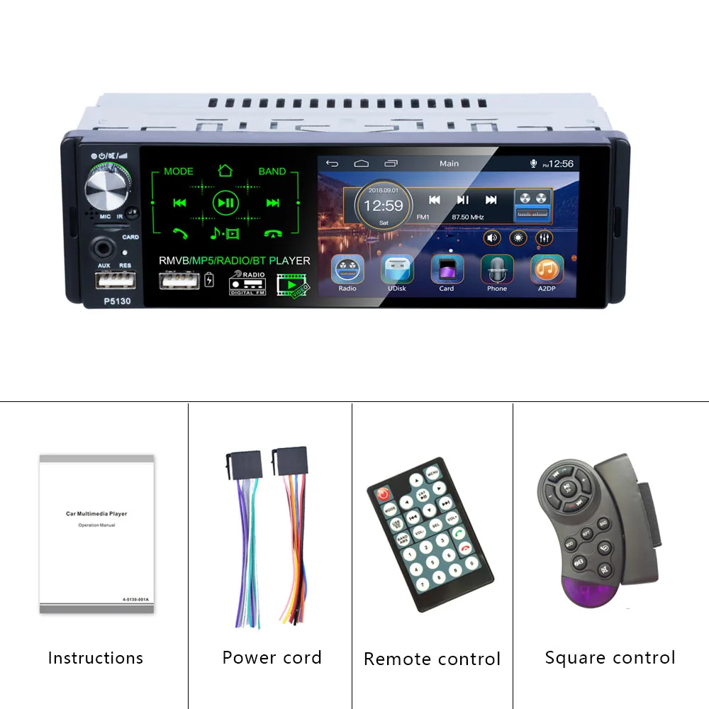 

Hikity 1 Din 4.1" MP5 player Bluetooth Car Logo Change USB MP5 RDS Stereo AM FM Radio Support Steering Wheel Control Microphone