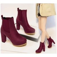 women boots shoes 2022 new spring autumn middle ankle boot sole elastic gore and chunky heel lady women shoes x0054