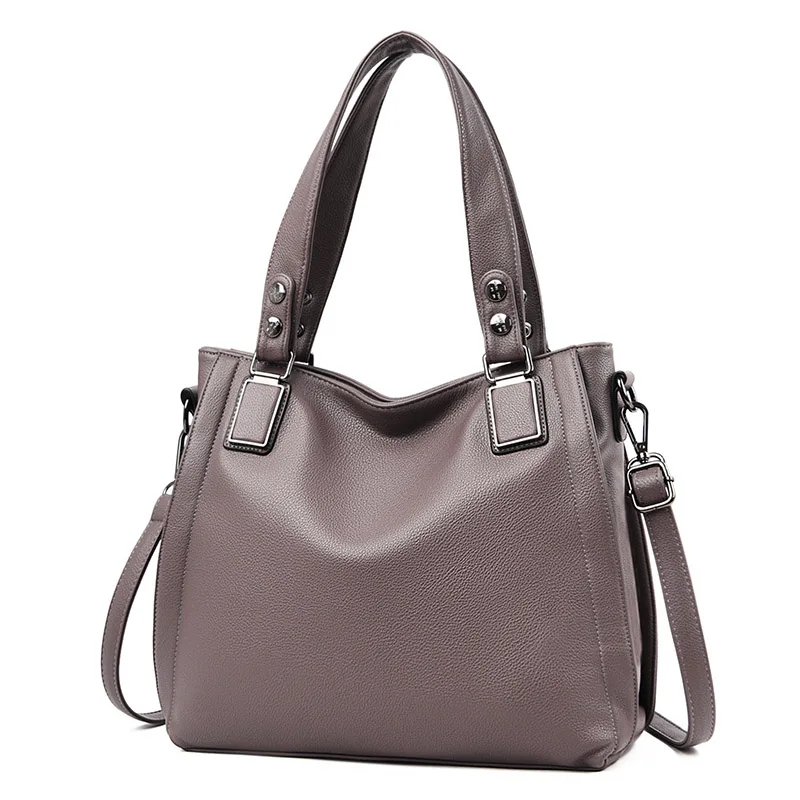 

Simple solid color shoulder bag soft leather women's shoulder bag ladies large casual tote bag handbags for women hand bag