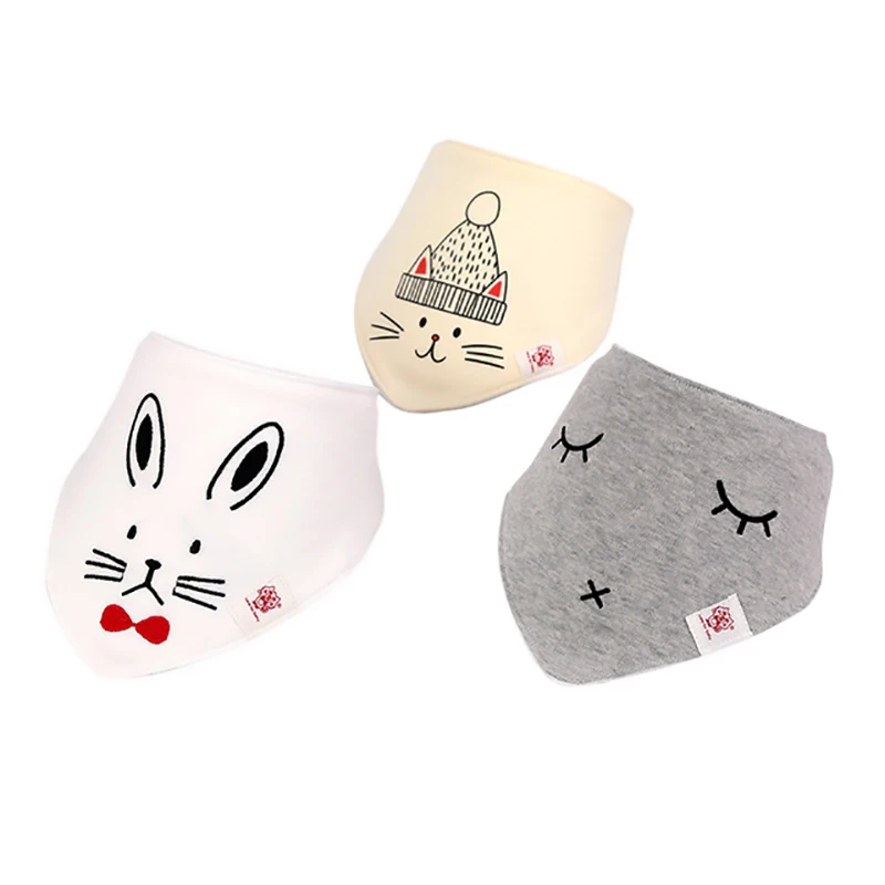 qksj002-17 3-Pack/lot Baby Bibs 100%Cotton Waterproof Cute cartoon print embroidery Saliva Towel Newborn Toddler Infant Boys Girls Stuff - Цвет: qksj002-17