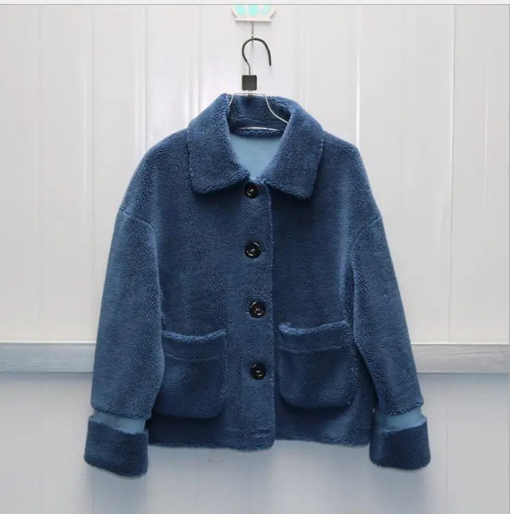 Женская короткая куртка из искусственной овечьей шерсти большие размеры