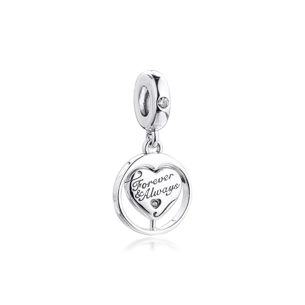 

Valentine's Spinning Forever & Always Soulmate Sterling Silver Jewelry Fits Original Charm Bracelet & Necklace Woman DIY Bead