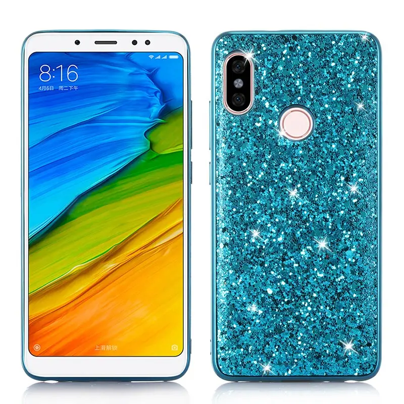 Чехол для Xiaomi Redmi Note 5 Pro из силикона с блестками и кристаллами, мягкий TPU ковер 5P 6 on.