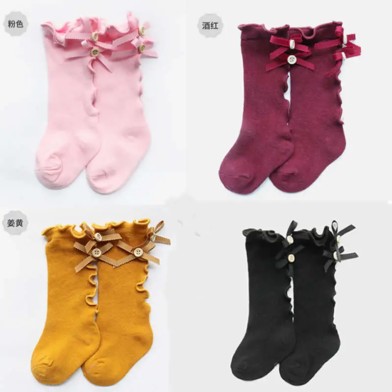 Детские хлопковые носки на возраст теплые детские с агарическим бантом для