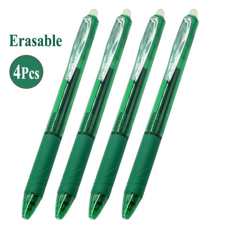 4pcs green pen Delvitch 10 шт./набор, 0,5 мм стержень со стираемыми чернилами, Волшебная стираемая ручка, сменные стержни, Офисная гелевая ручка, заправка, синие канцелярские принадлежности, инструменты для письма - Цвет: 4pcs green pen