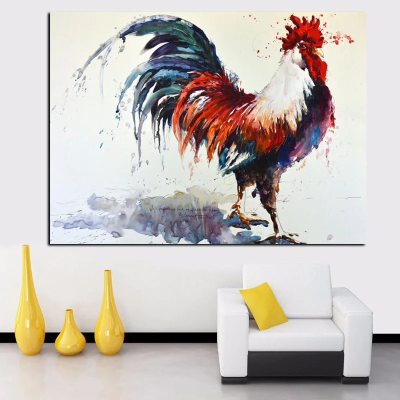 

Abstract Watercolor Rooster Canvas Painting on Canvas Wall Picture Cock Art Animal Modern Cuadros Decoration for Living Room