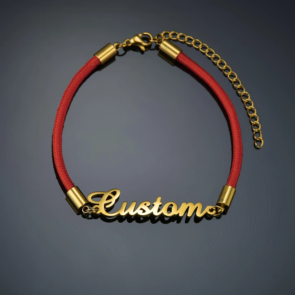 Женский браслет из нержавеющей стали Diamon ручной работы с надписью Love Red Rope