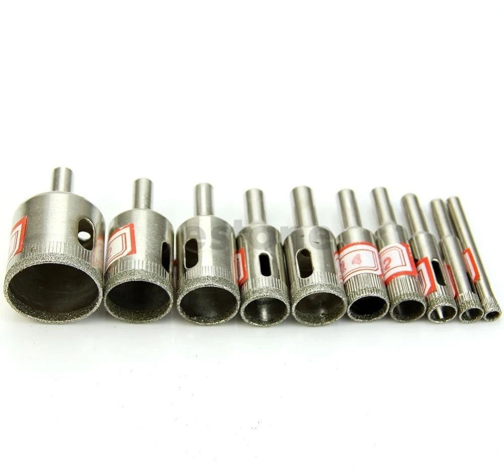 

10Pcs 6mm-30mm Diamond Coated Core Drill Bit Tile Marble Glass Ceramic Hole Saw