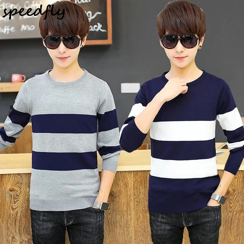 Мужские свитера длиной до бедра с повседневная одежда О-образным вырезом