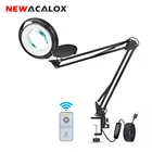 Беспроводная Светодиодная лампа NEWACALOX с дистанционным управлением, белая Лупа 5X, 3 настраиваемых цветных лампы для чтения, рукоделие хобби, для самостоятельной сварки
