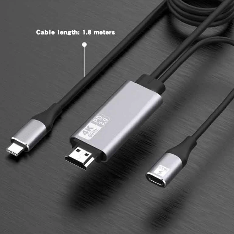 

Адаптер с кабелем, совместимым с HDMI, Тип C, 4K HD, 60 Гц, 1,8 м