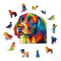 rainbow wooden jigsaw adults puzzle dog animal shaped diy wooden puzzles for children educational toys wood puzzle crafts gifts