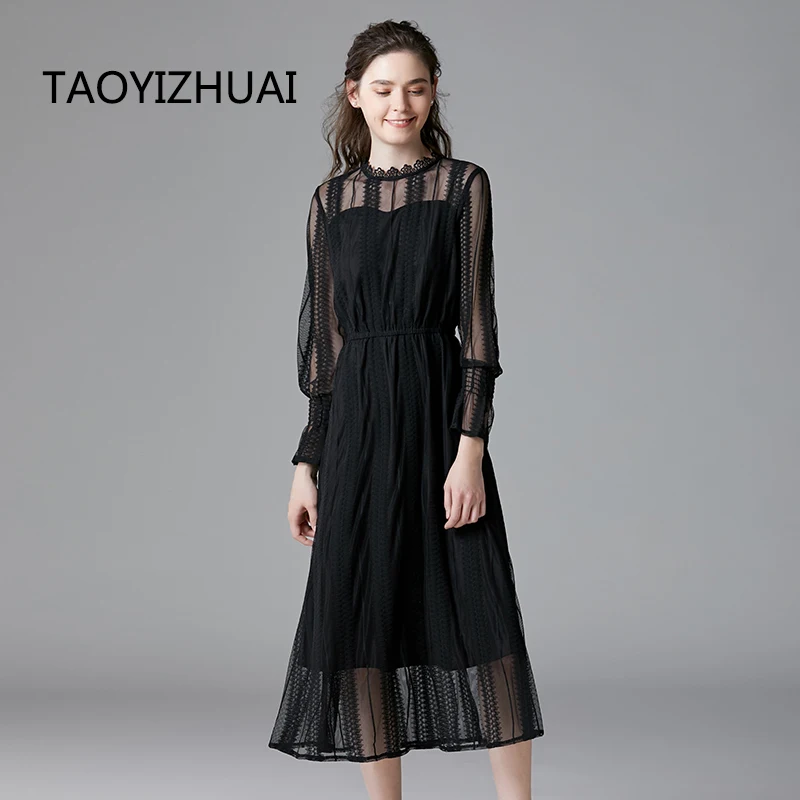 Женское шифоновое платье трапеция длинное черное элегантное вечернее