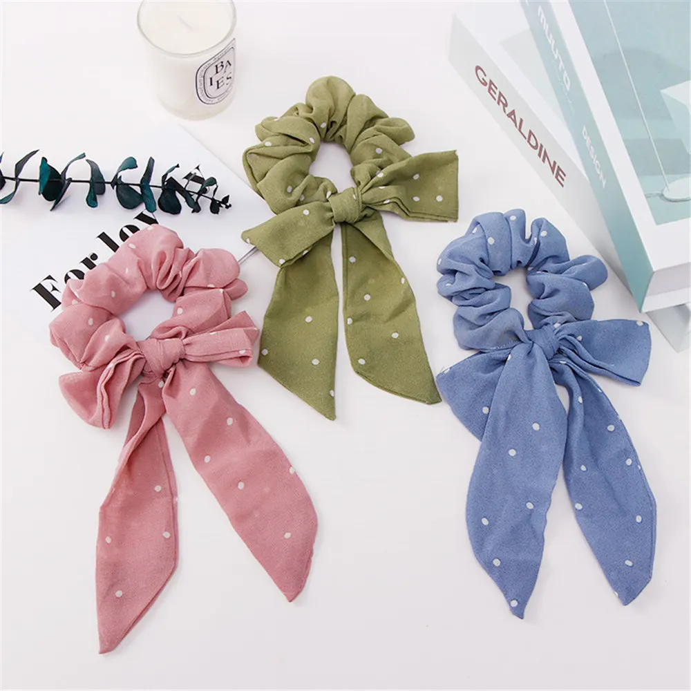 1 шт. женские эластичные резинки для волос в горошек с бантом держатель конского