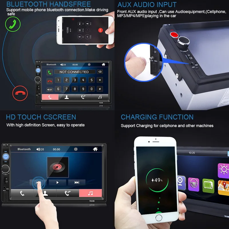 Универсальный мультимедийный двойной Din Автомобильный плеер 7-дюймовый Mp5